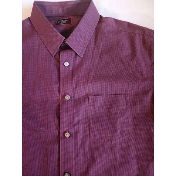 UNTUCKIT BUTTON DOWN MENS LARGE MAROON LONG SLEEVE STRIPED COLLARED POCKET - Picture 3 of 5